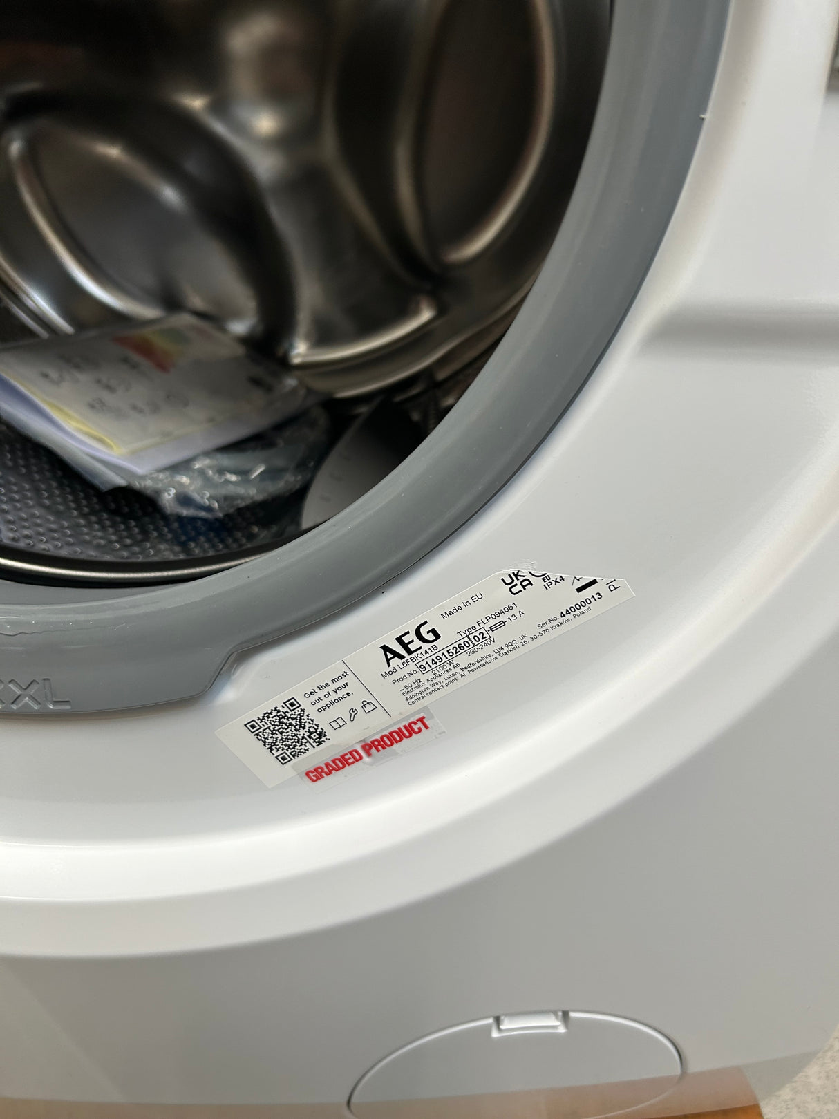 AEG L6FBK141B 10kg 1400 Spin Washing Machine in White